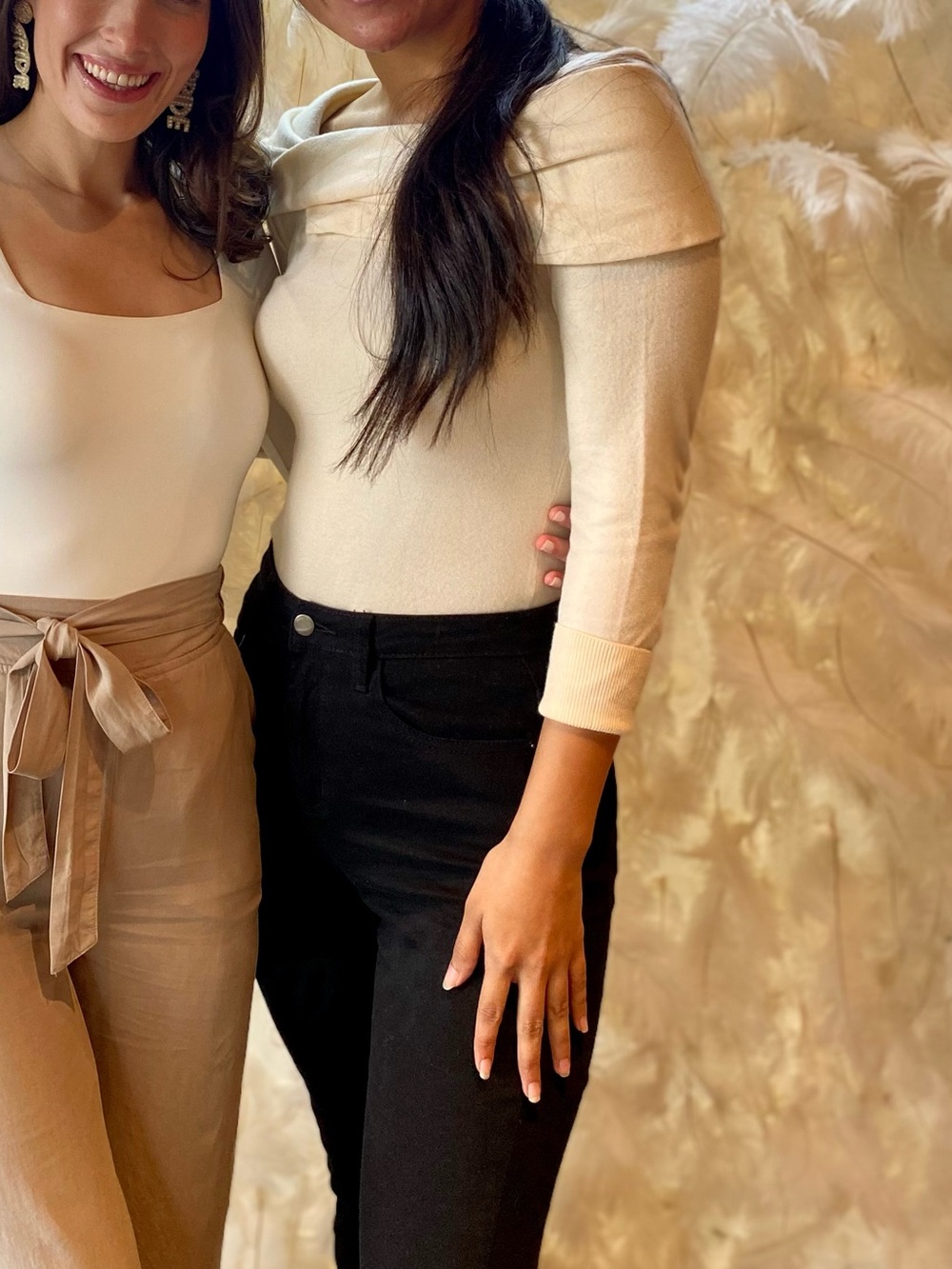 Express Cream Off the Shoulder Bodysuit